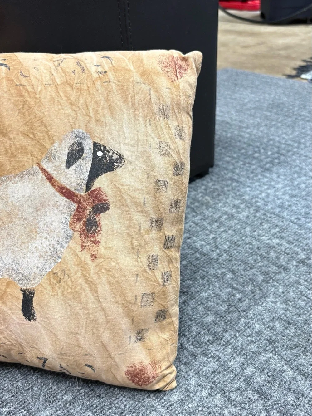 Tan Sheep Motif Accent Pillow with Rustic Charm
